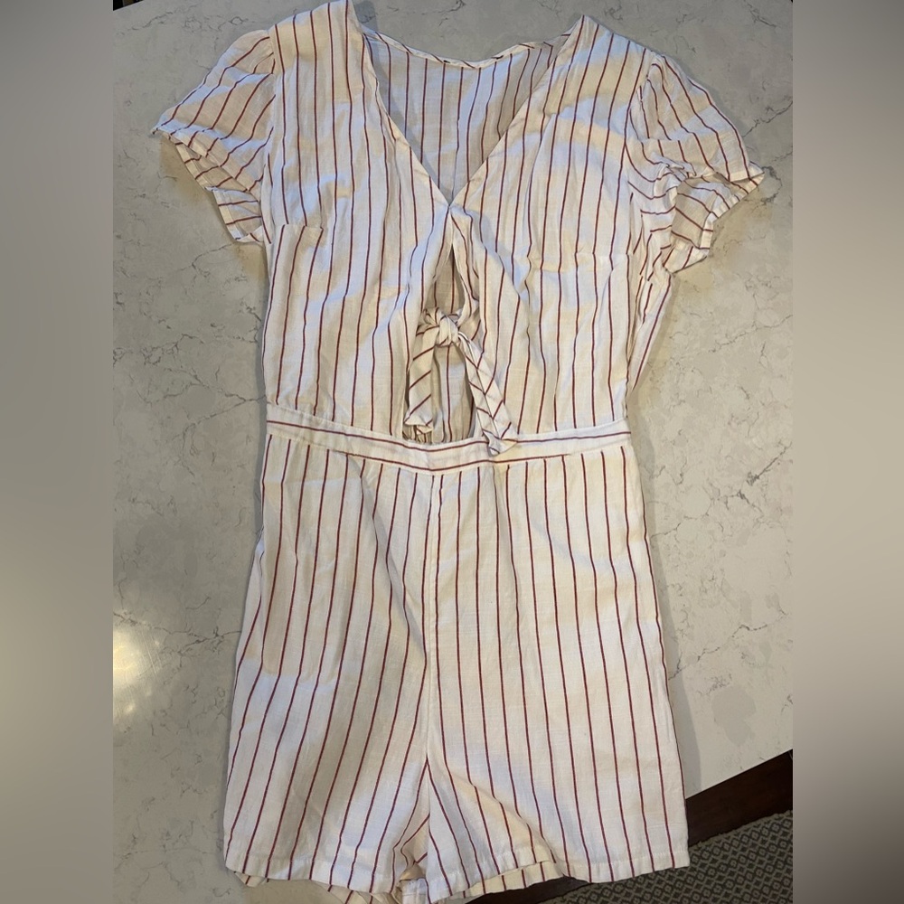 ABERCROMBIE & FITCH Striped Tie Front Romper